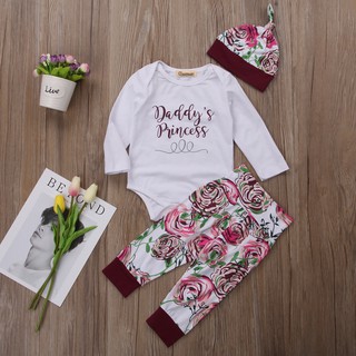Set quần áo hoa văn dễ thương mẫu mới nhất 2021 cho bé gái sơ sinh