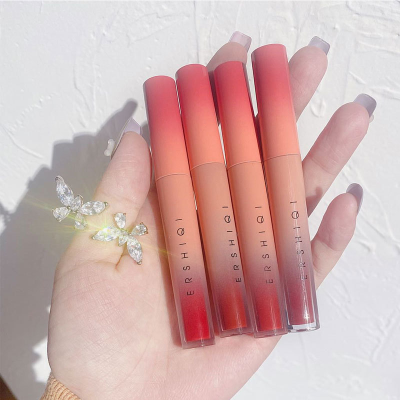 Set son 4 cây ErshiQi Matte Velvet Lip Glaze Lâu Trôi