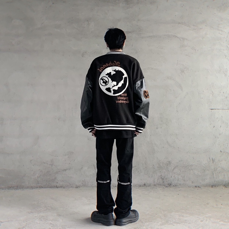 Áo Khoác Bóng Chày Họa Tiết Thêu Phong Cách Hàn Quốc Thời Trang Cho Nam