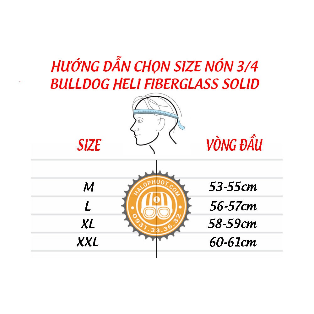 Mũ bảo hiểm Bulldog Heli Siêu Nhẹ Đen nhám