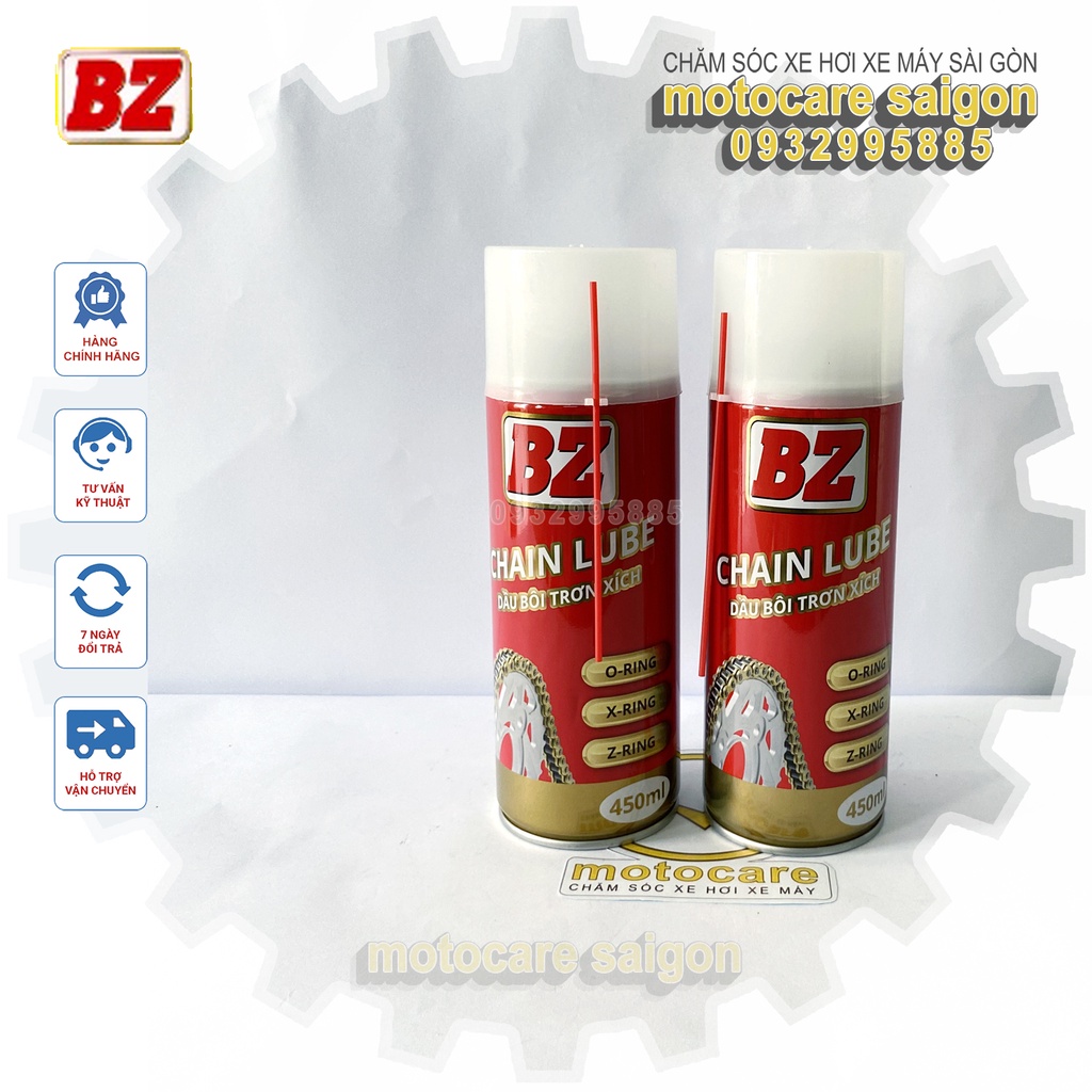 XỊT DƯỠNG SÊN BZ, BÔI TRƠN SÊN XÍCH BZ CHAIN LUBE  - BÁM DÍNH DẠNG TƠ NHỆN