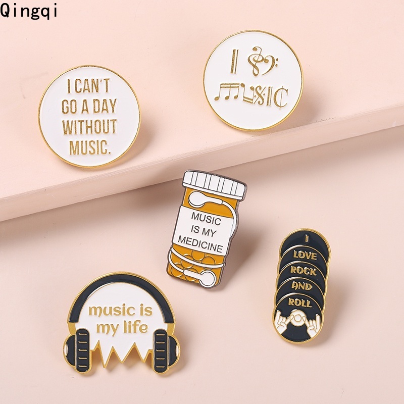 Ghim cài áo Miss Zoe tráng men hình chủ đề âm nhạc Rock and Roll làm quà tặng cho học sinh