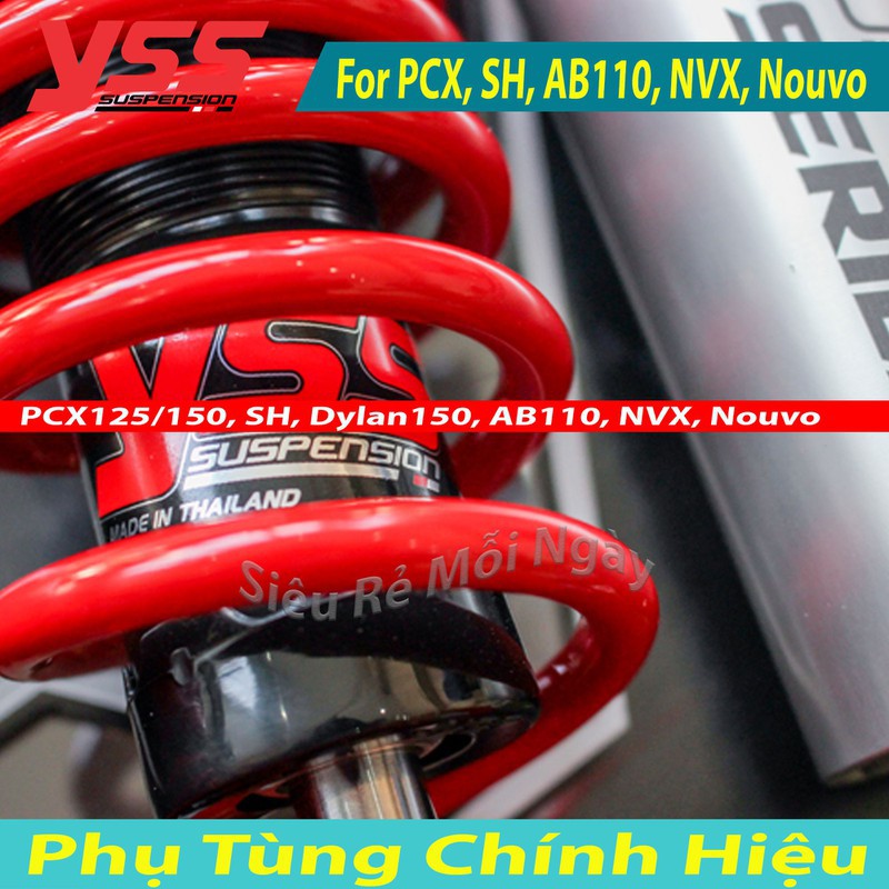 Phuộc YSS Bình Dầu PCX, SH Ý, AB110, NVX, Nouvo, Dylan G Series Đen Đỏ Thái Lan