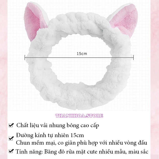 Băng đô rửa mặt tai mèo thỏ gấu cute bờm tóc nữ vải đẹp Hàn Quốc cá tính BD1