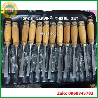 Bộ đục gỗ 12 món - Đồ nghề chạm khắc gỗ dành cho thợ mộc, thợ điêu khắc