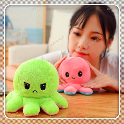 bạch tuộc cảm xúc Con búp bê Octopus đôi mặt lật lật tung con bạch tuộc đồ chơi búp bê Gấu Bông Bạch Tuộc Bông 2 mặt lovehomely mực ống