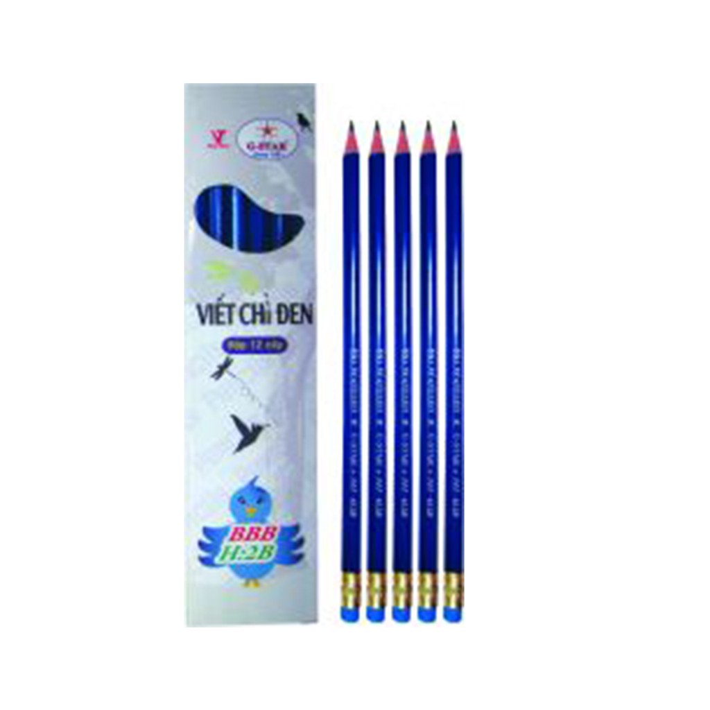 Hộp 12 cây bút chì HB G-STAR BBB, Bút chì B2 nét chữ nhỏ gọn thanh thoát, hiệu ứng màu tốt