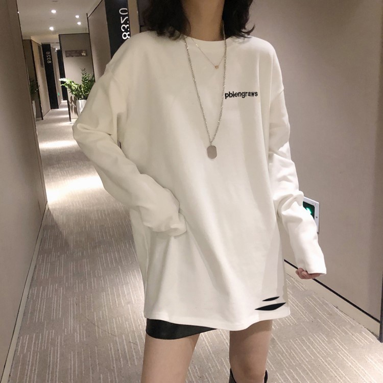 NRVP Áo Thun Nữ Tay Dài 100% Cotton Thời Trang Hàn Quốc