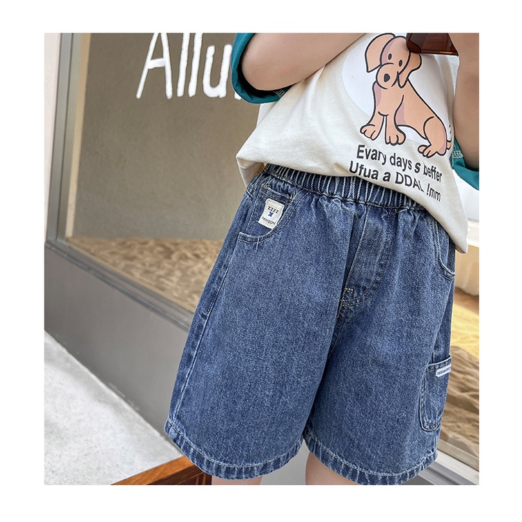 Quần short jean bò form rộng Magickids cho bé trai size đại cạp chun co giãn ốp túi sườn Quần áo trẻ em QĐ22017