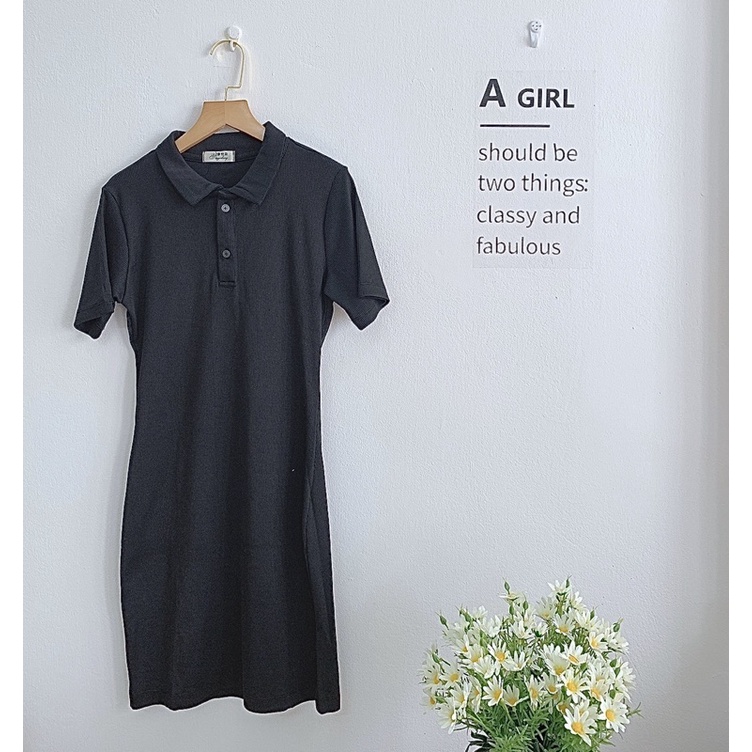 [Ảnh thật/Video]Váy polo dáng body chất mát tôn dáng Váy body phong cách Hàn Quốc chất Cotton Mềm mịn
