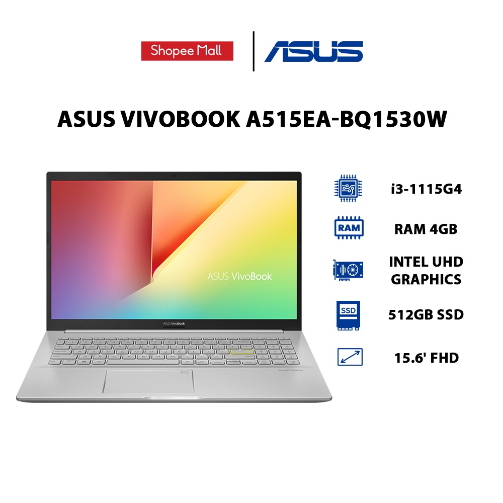 Laptop ASUS VivoBook A515EA-BQ1530W i3-1115G4 | 4GB | 512GB |15.6' FHD