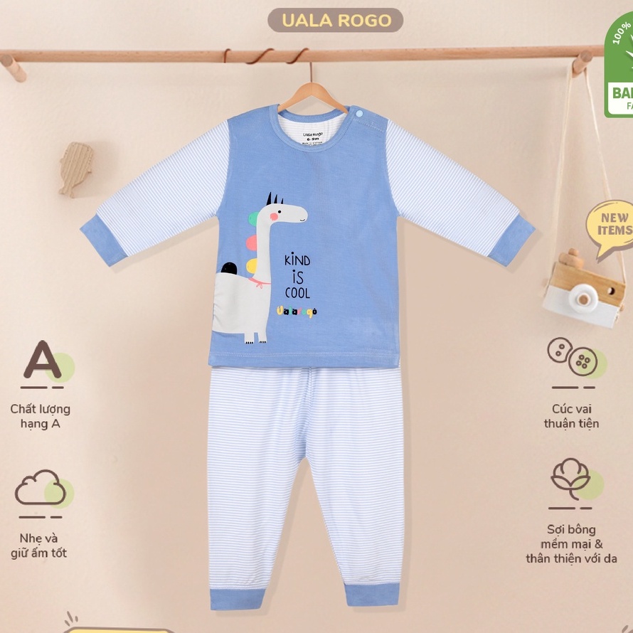 Quần áo bé trai thu đông Ualarogo 6 tháng - 3 tuổi dài tay vải sợi tre Bambo giữ ấm bo ống quần áo trẻ em 2038