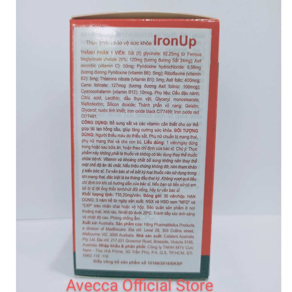 Viên Uống Giúp Duy Trì Máu Bình Thường, Bổ Máu, Bổ Sung Sắt  IronUp Max Biocare (30 viên/ hộp)