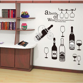 Decal dán tường trang trí chai rượu