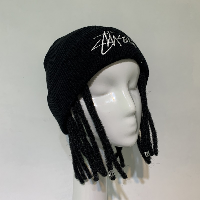Mũ beanie gắn tóc giả phong cách hip hop thời trang thu đông cho nam