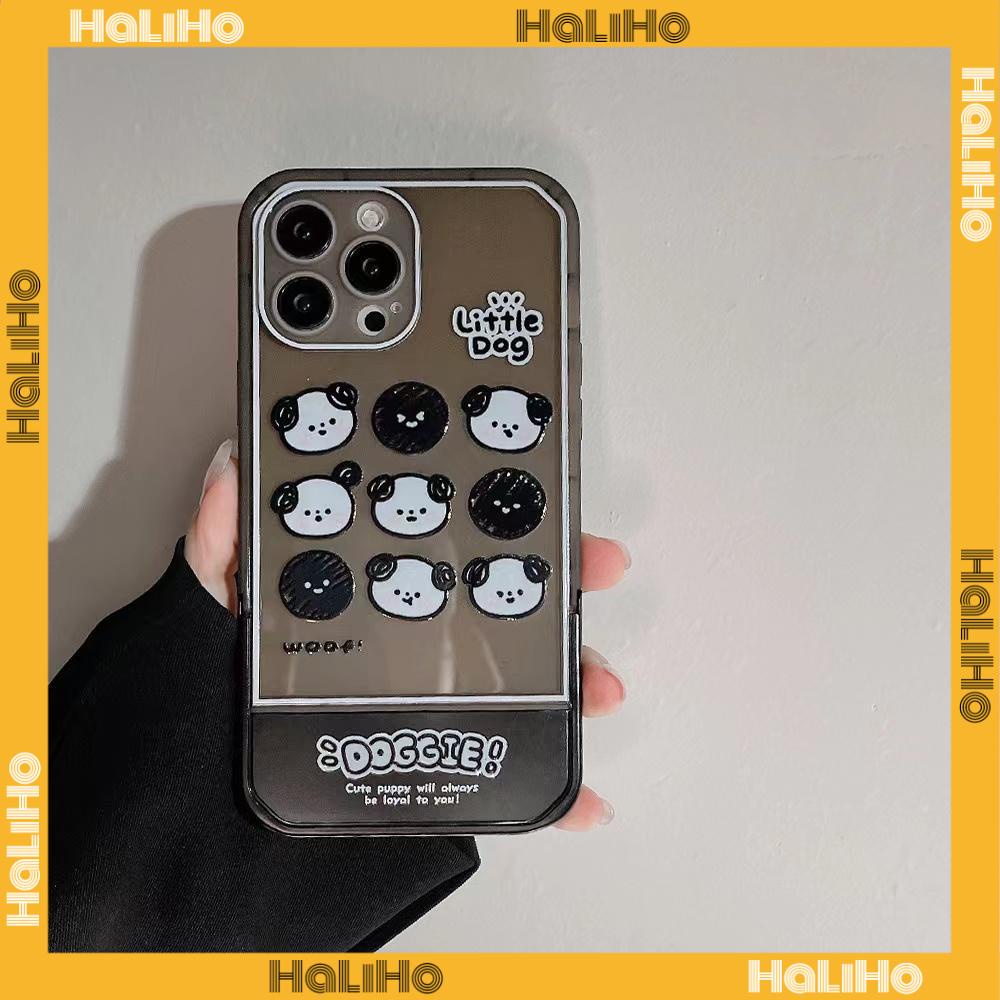 iPhone Case Silicone Soft Case Clear Case Folding Stand Shockproof Protection Camera Black Cute Cartoon Compatible For iPhone 11 iPhone 13 Pro Max iPhone 12 Pro Max iPhone 7Plus xr