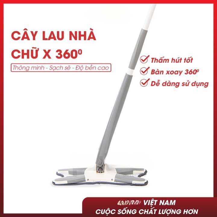 Cây lau nhà thông minh, chổi lau nhà tự vắt, chổi lau nhà thông minh chính hãng xoay 360 độ cực sạch, bộ lau nhà cao cap