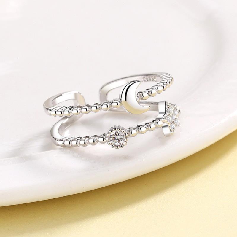 Nhẫn bạc 925 hình ngôi sao và mặt trăng cho nữ ANTA Jewelry ATJ3434