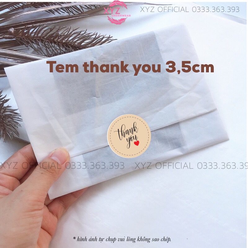 100 Tem sticker nhãn dán thank you tròn đẹp loại to 3,5 cm trang trí hộp quà,dán giấy gói hàng.