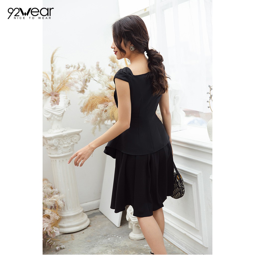 Áo sơ mi nữ ngắn tay vạt lệch 92WEAR ASW0663 | BigBuy360 - bigbuy360.vn