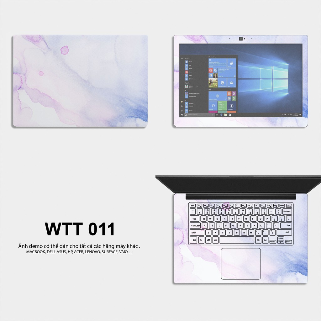 Bộ skin dán laptop mẫu Màu Nước / Có mẫu decal dán cho tất cả các hãng máy tính