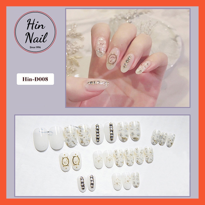 Set 24 móng tay giả đính đá Hin Nail hàng siêu cao cấp