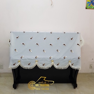 Khăn phủ đàn Piano cơ mẫu lửng họa tiết lông vũ