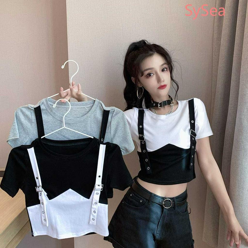 Áo Croptop Ngắn Tay Thời Trang Mùa Hè Cho Nữ
