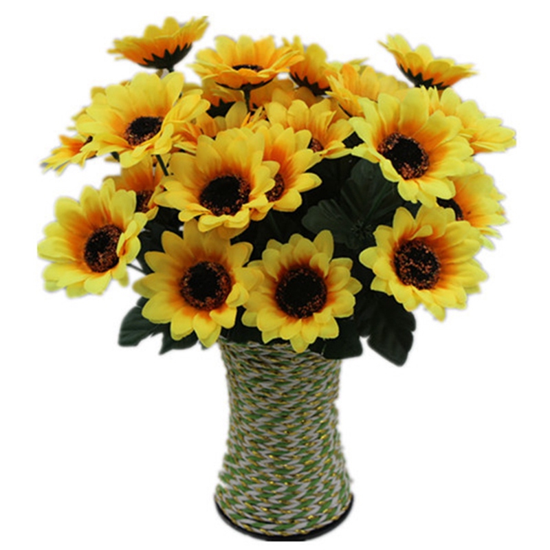 1 Bouquets Beauty Fake Sunflower Artificial Silk Flower Bouquet Home Ornament