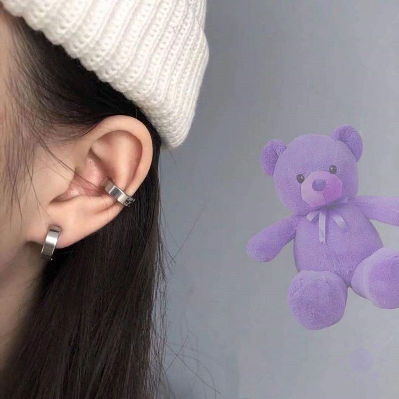 Khuyên kẹp vành tai tròn bằng hợp kim phong cách hip hop không cần xỏ lỗ cho nữ