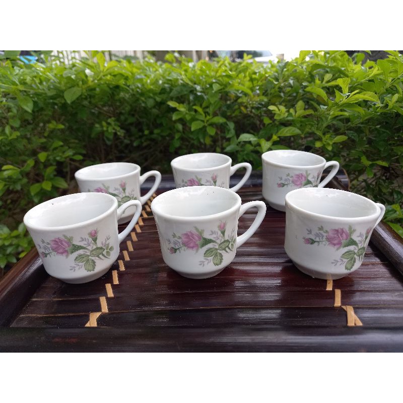 Ấm chén hoa hồng có quai Hải Dương, ấm chén pha trà Hải Dương xưa tồn kho