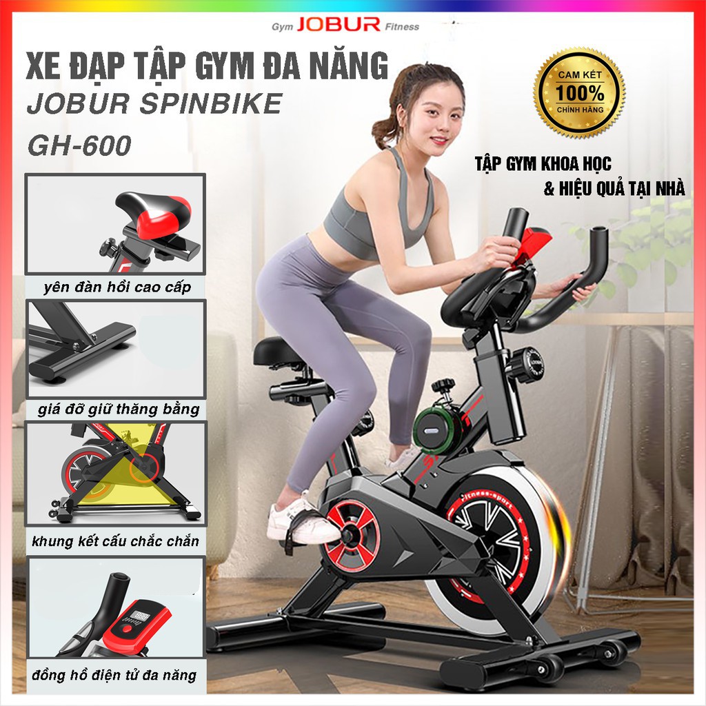 Xe đạp tập thể dục fitness tại nhà GH600 giảm xóc yên xe đàn hồi tải trọng 100kg