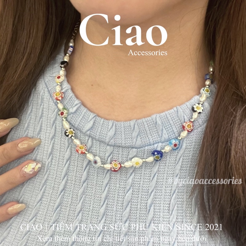 [HOẢ TỐC 1H] Dây chuyền/ Vòng cổ hạt cườm kết hợp hạt trai nước ngọt thiết kế mới lạ Oliver Ciao