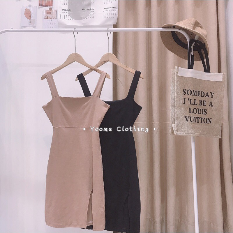Váy đầm body ôm 2 dây xẻ đùi bản to tôn dáng co giãn [ ảnh thật chụp tại shop ] | BigBuy360 - bigbuy360.vn