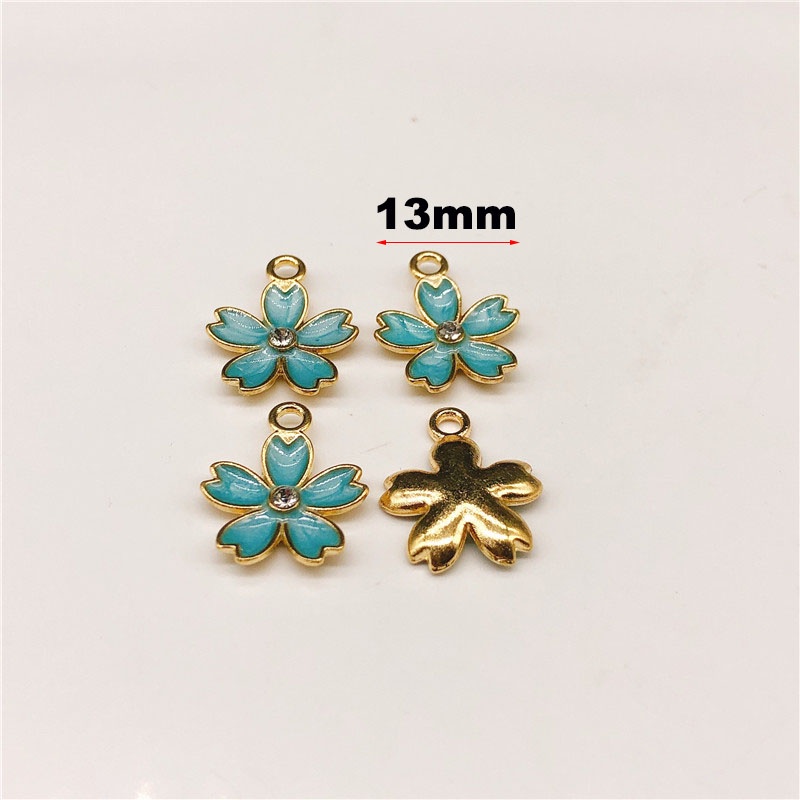 Set 4 hạt kim loại tráng men hình hoa làm vòng tay Handmade DIY