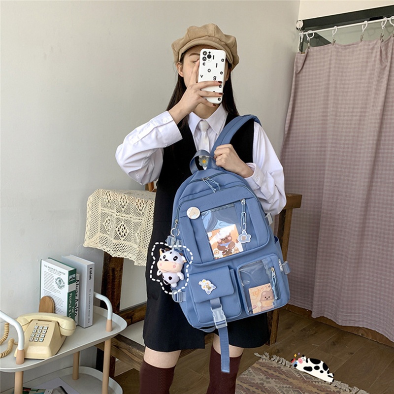 Ba Lô Đi Học Nhiều Ngăn Dễ Thương Phong Cách Harajuku Nhật Bản Cho Nữ