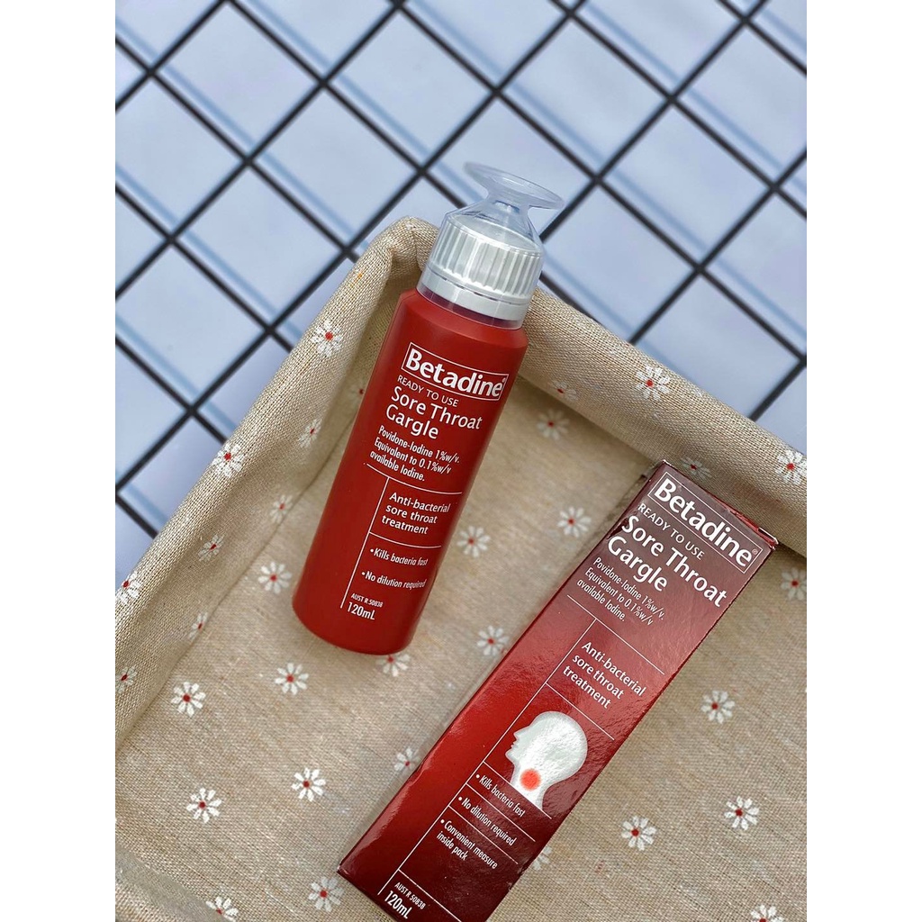 (Thanh lý hộp mất vỏ) Súc họng Betadine Ready To Use Sore Throat Gargle 120mL