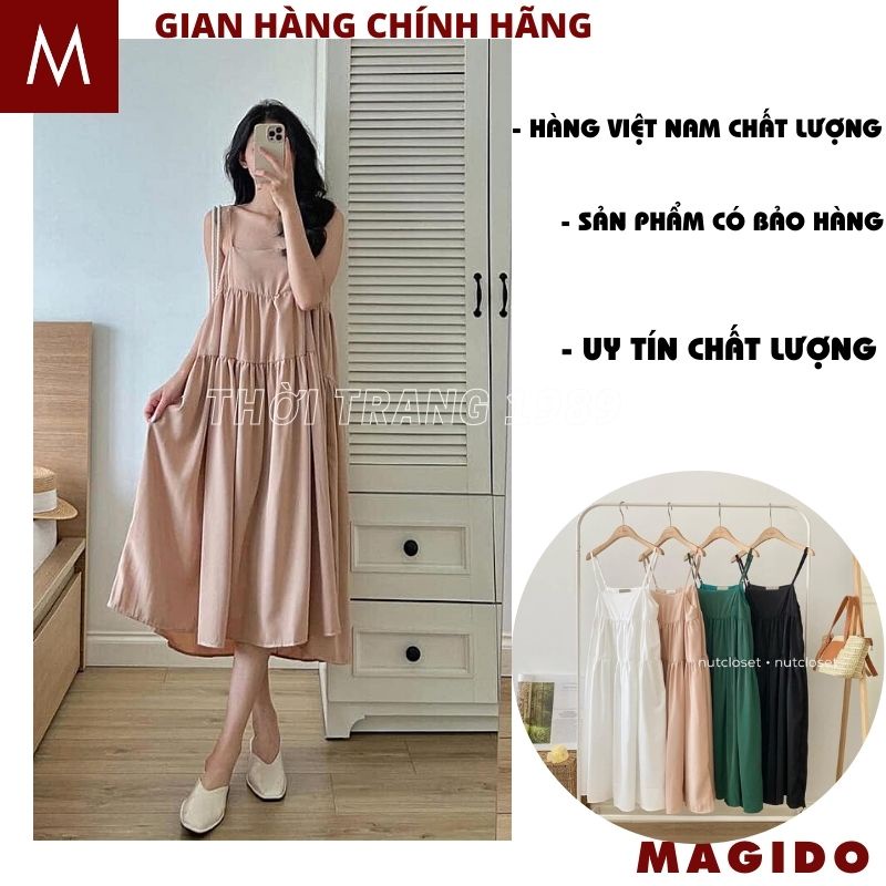 Đầm babydoll 2 dây xòe tầng V10 kiểu dáng hàn quốc tiểu thư bánh bèo dễ thương ,váy công chúa ulzzang chữ a -MAGIDO