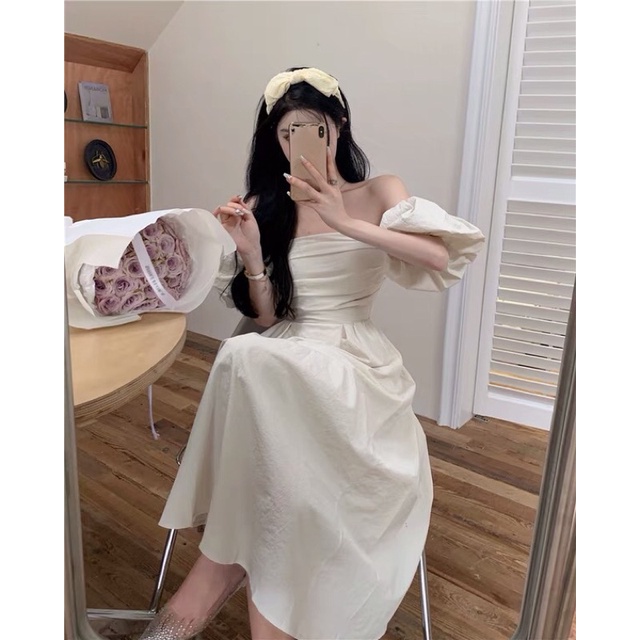 VÁY TRỄ VAI TIỂU THƯ DÁNG DÀI THANH LỊCH