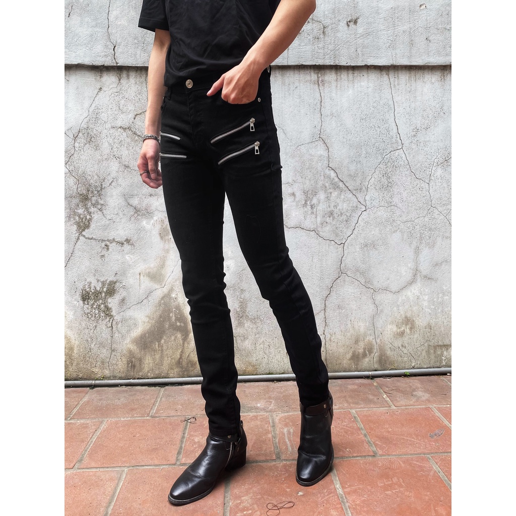 Custom by T.A.S - Quần Jeans Nam 4 Zip Chéo Túi