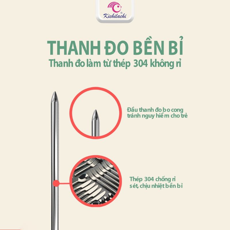 Que Đo Nhiệt Độ Pha Sữa, Nước, Đồ Ăn Cao Cấp Kichilachi, Misuta