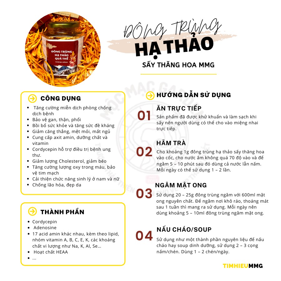 (25gr) Đông trùng hạ thảo khô sấy thăng hoa MMG | BigBuy360 - bigbuy360.vn