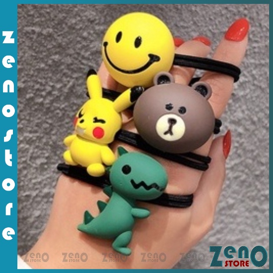 Set 4 dây buộc tóc Thỏ, Gấu, Khủng Long, Pikachu...Dây Cột Tóc, Chun Buộc Tóc Nhiều Mẫu PT29