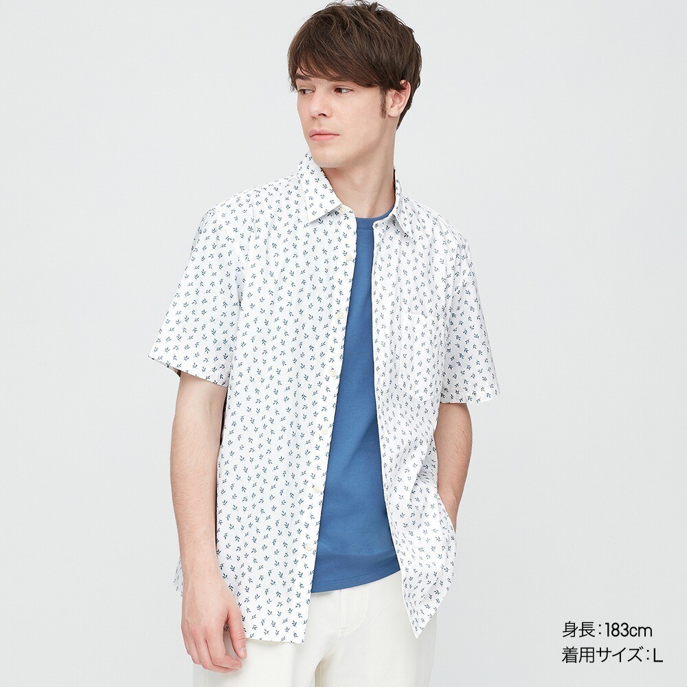 Sơmi họa tiết Uniqlo ngắn tay