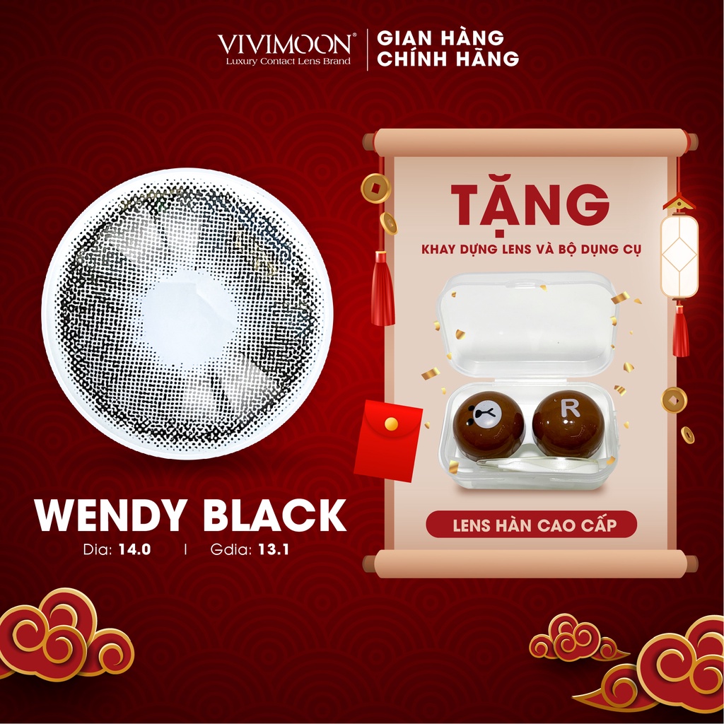 Lens cận đen tự nhiên Hàn Quốc VIVIMOON Wendy Black 13.1 mm