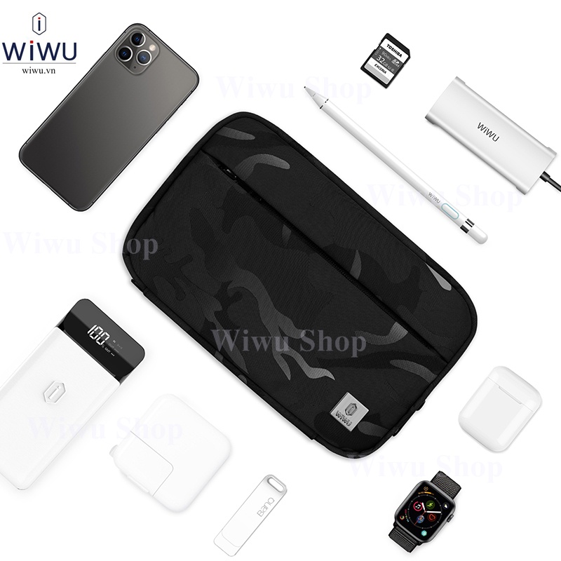 WiWU Camou Travel Pouch Acessories . Túi đựng Điện Thoại , phụ kiện sạc cáp , tai nghe cầm tay rằn ri chống nước mang đi