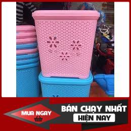 Giỏ đựng đồ có nắp hoa Việt Nhật  đựng quần áo, đựng đồ cao cấp có nắp ( SIZE Lớn )