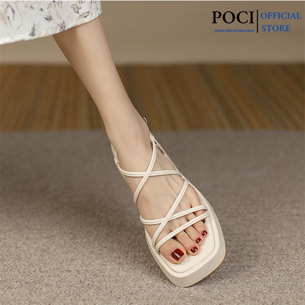 Dép sandal dây đan, đế bánh mì 5cm đi chơi , đi biển siêu hot hit POCI 007
