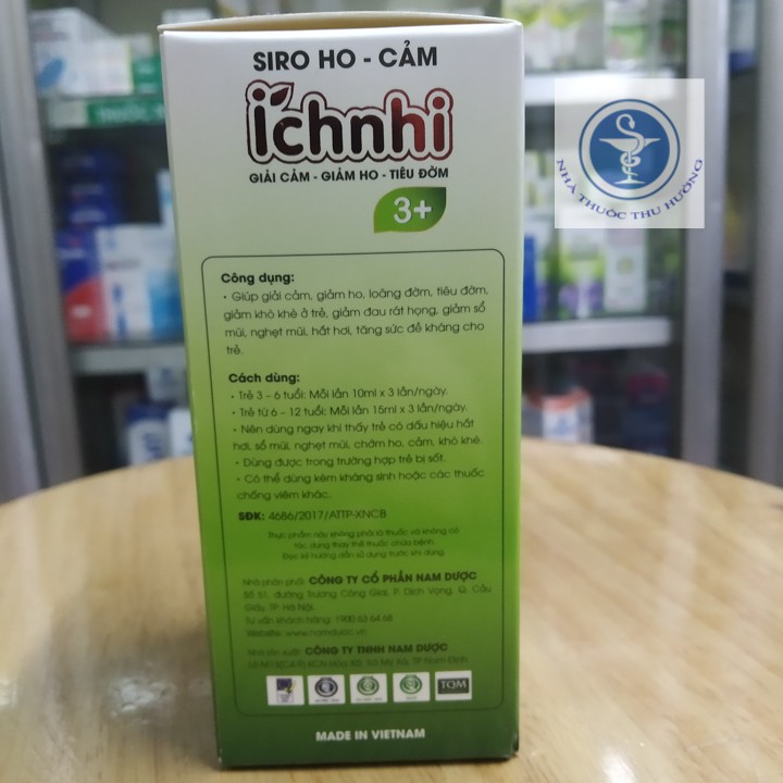 Siro ho cảm Ích Nhi cho trẻ trên 3 tuổi - Lọ 90ml