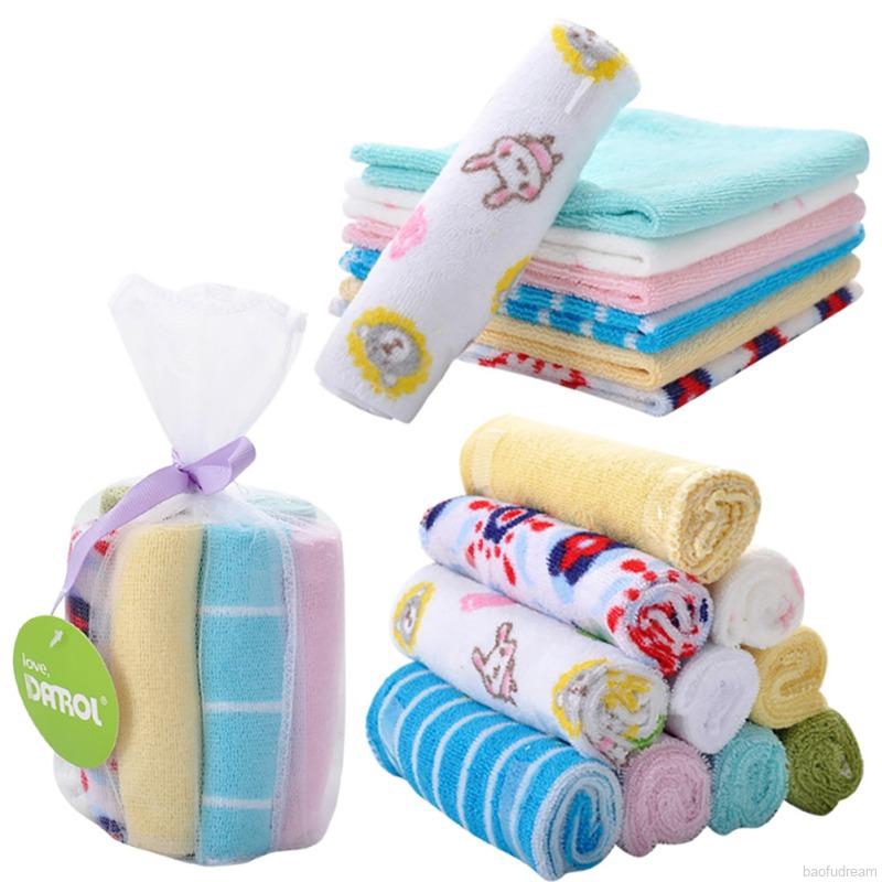 Set 8 khăn lau nước bọt bằng cotton cho bé sơ sinh